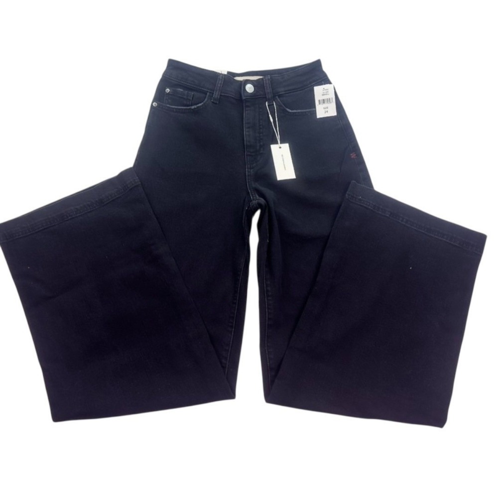 Warp + Weft NCE Nice Cote Wide Leg Black Jeans Size 24 NWT - Picture 11 of 16